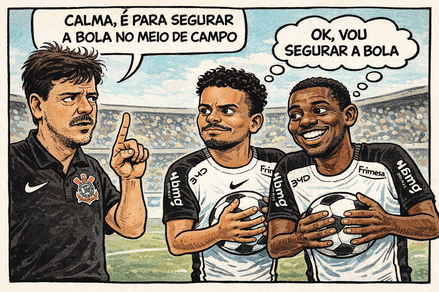 É para segurar a bola no meio de campo